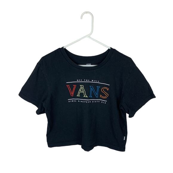 VANS Off the Wall Embroidered Cropped Tee Shirt Womens Sz XS - Picture 1 of 5